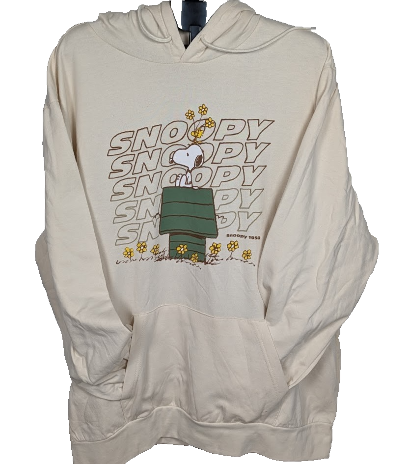 Peanuts Snoopy 1950 Hoodie Cream w/Snoopy, Woodstock on Doghouse Size 3XL Peanuts