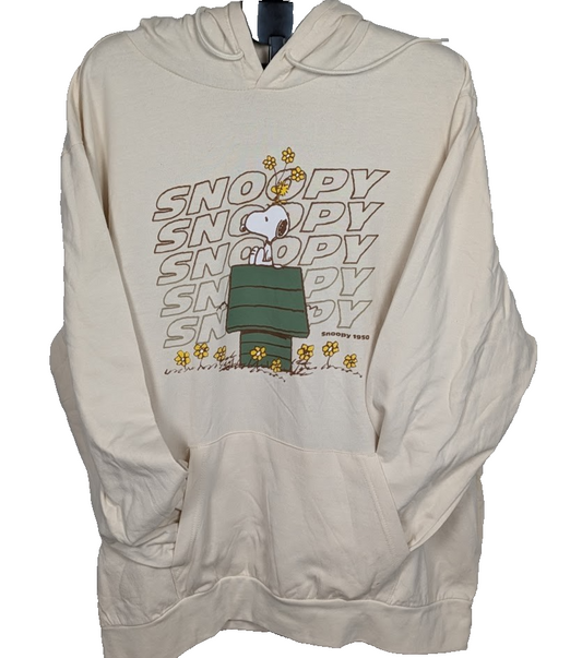 Peanuts Snoopy 1950 Hoodie Cream w/Snoopy, Woodstock on Doghouse Size 3XL Peanuts