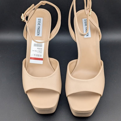Steve Madden Women's Size 10M "Assured" 5-in Heel Platform Cream Leather Sandal Steve Madden