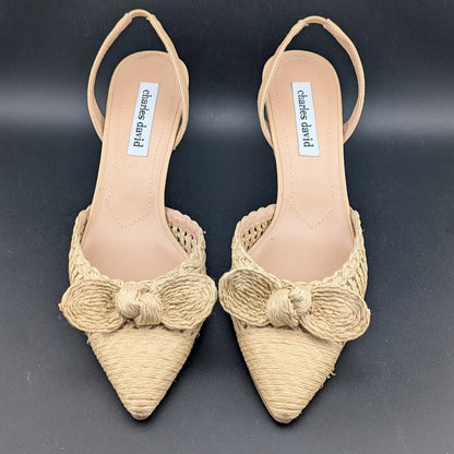 Charles David Allyson Raffia Slingback Pump Heel Shoes Size 8.5 NEW CHARLES DAVID