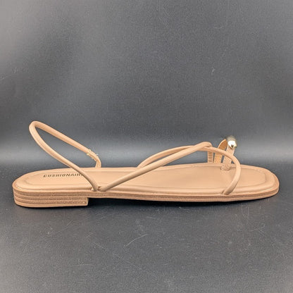 CUSHIONAIRE Venue Women’s 10  Strappy Slide Sandals Gold-Tone Accent Memory Foam CUSHIONAIRE
