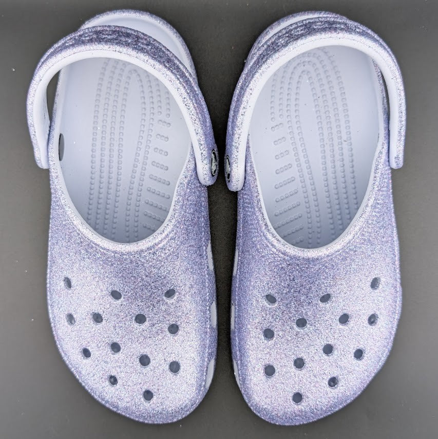 Big Kids' 4Y Classic Chunky Glitter Clog Grape Ice Holds 26 Jibbitz Charms Crocs