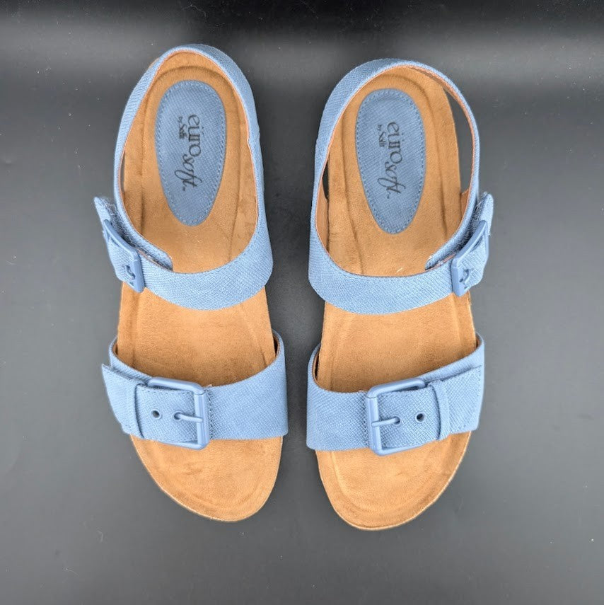Eurosoft by Sofft Glinda Sandals Women's 10M Mist Blue Adjustable Strap 4363 Eurosoft by Sofft