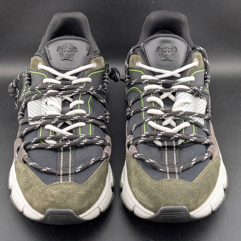 Versace Men's Greca Sneakers Gray/Green 13 US (46 EU) IT 1021490 Reg Retail $990 Versace