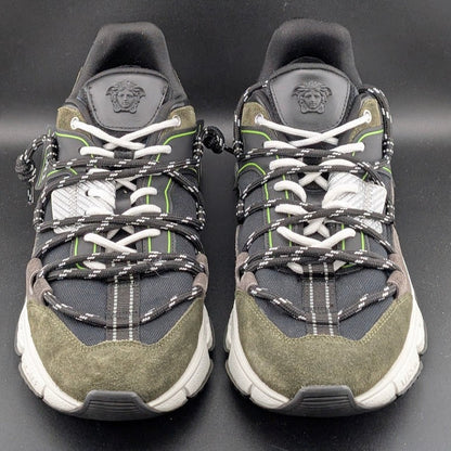 Versace Men's Greca Sneakers Gray/Green 13 US (46 EU) IT 1021490 Reg Retail $990 Versace