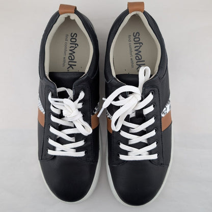 Softwalk Women's Size 11  Athens S2051-024 Black Leather Lifestyle Sneakers SoftWalk