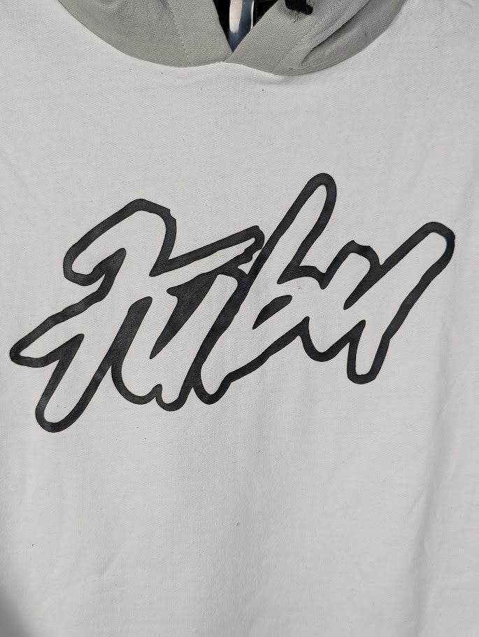 FUBU Men's Long Sleeve Fleece Hoodie Sweatshirt White Size S / LG / XL FUBU