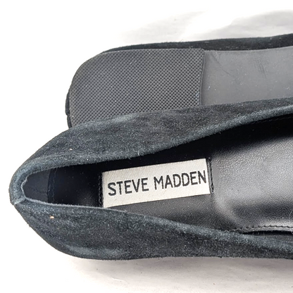 Steve Madden Womens Sz 8 Deliah Black Suede Leather Ballet Flats~Minimalist Chic Steve Madden