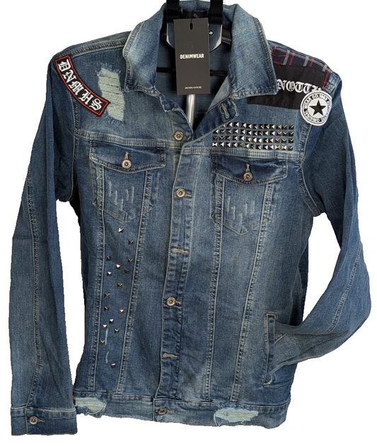 Denim House Woman's Size XL Distressed Jean Jacket Faded NWT Denim House