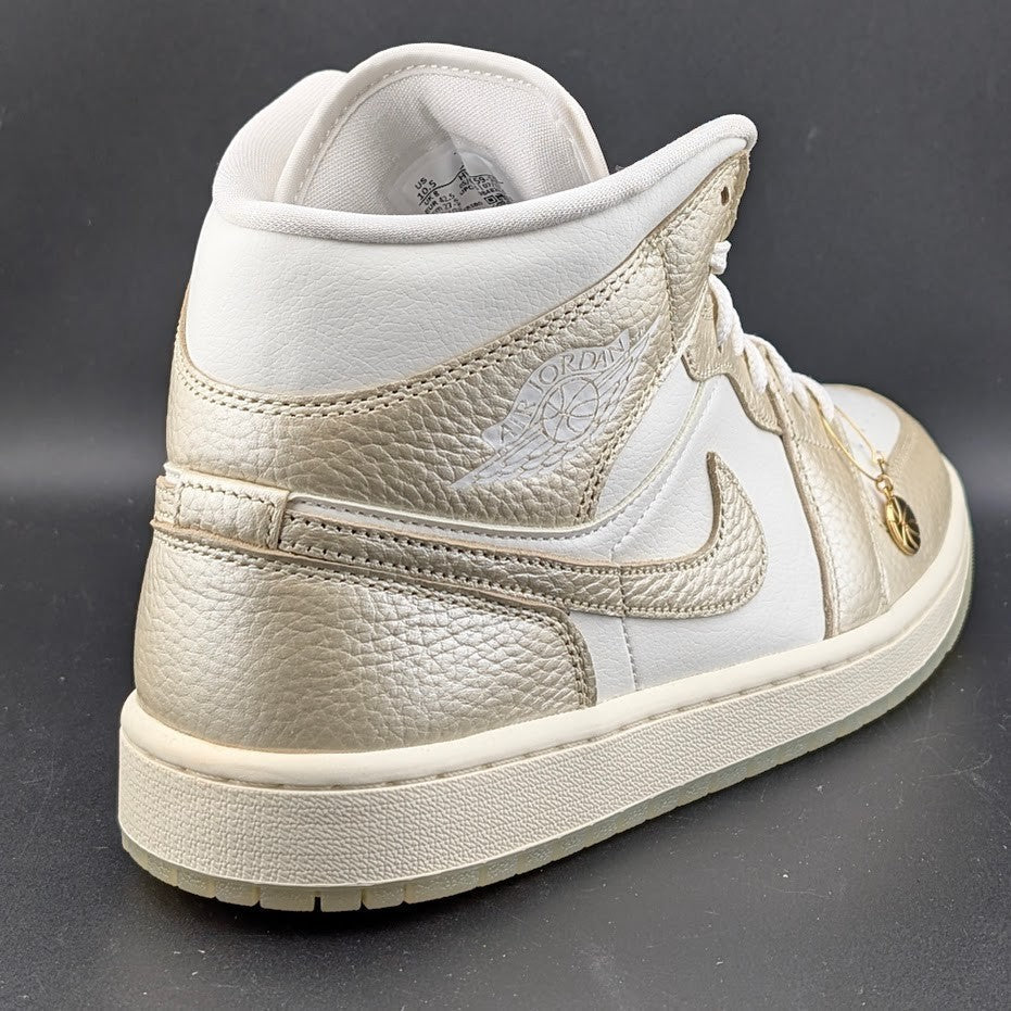 Nike Women's Size 10.5 Air Jordan 1 Mid SE Hoops Gold Pack W Shoes- HV5159-100 Jordan