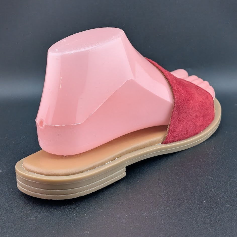 Simona Rossi Red Genuine Leather Women's Slide Sandals Slip On Size 7.5 simona rossi