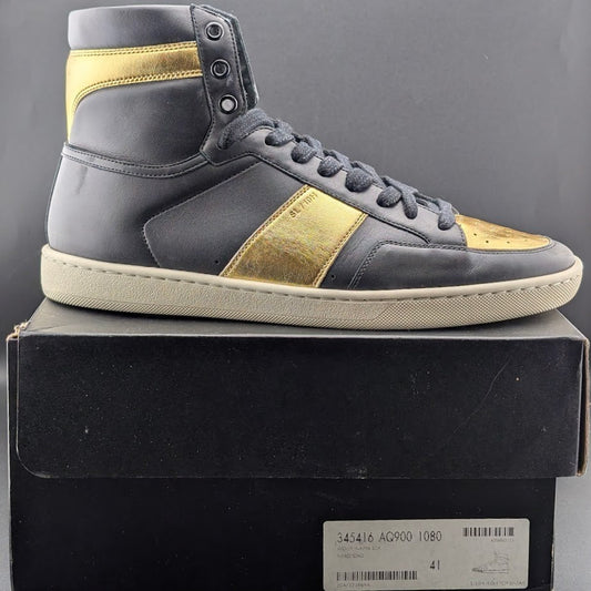 NM Saint Laurent SL/10H Black Gold High Top Sneakers EU 41 Saint Laurent