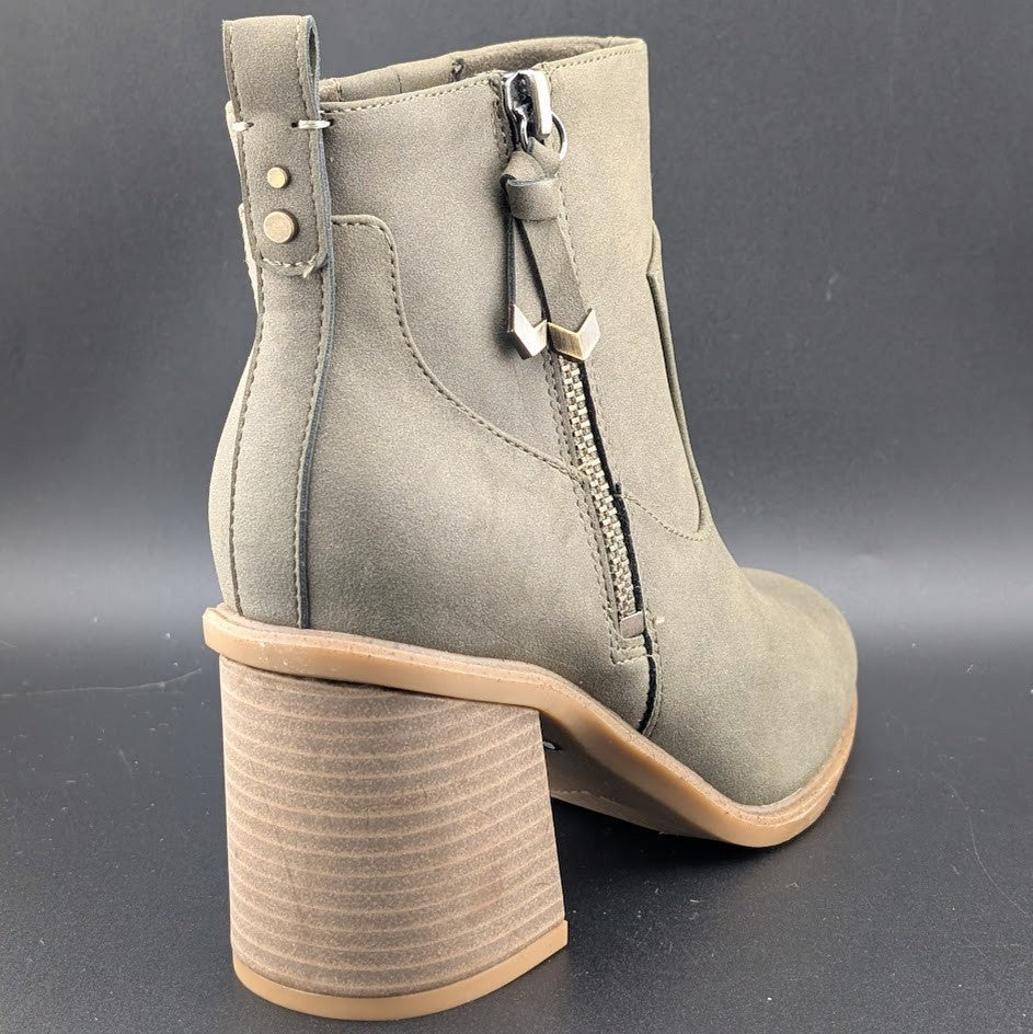 DR SCHOLLS Womens Green Pull Tab Goring Rodeo Square Toe Block Heel Booties 9 M DR SCHOLLS