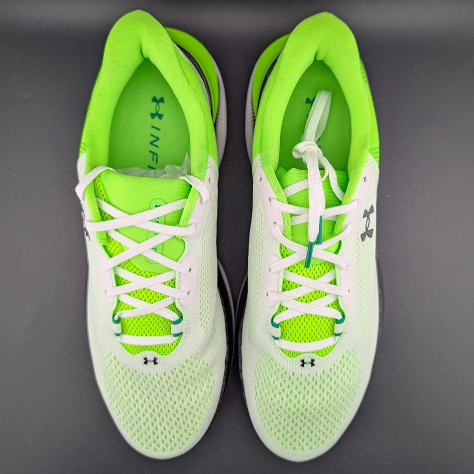 Under Armour Men's Size 11.5 ~HOVR Infinite Pro 2~White Hyper Green 3028168-101 Under Armour