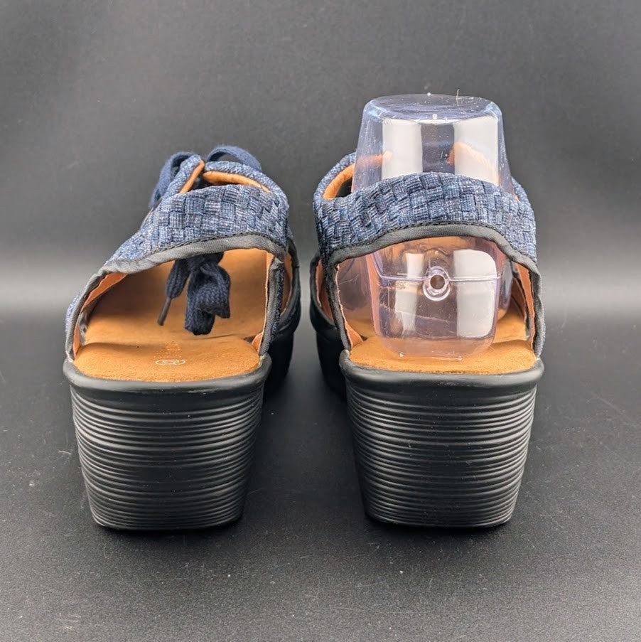 Bernie Mev Marcelo Lace-up Woven Wedge Sandals in Navy Blue Size 10.5-11 (42) Bernie Mev