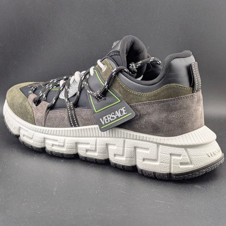 Versace Men's Greca Sneakers Gray/Green 13 US (46 EU) IT 1021490 Reg Retail $990 Versace