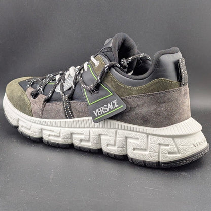 Versace Men's Greca Sneakers Gray/Green 13 US (46 EU) IT 1021490 Reg Retail $990 Versace
