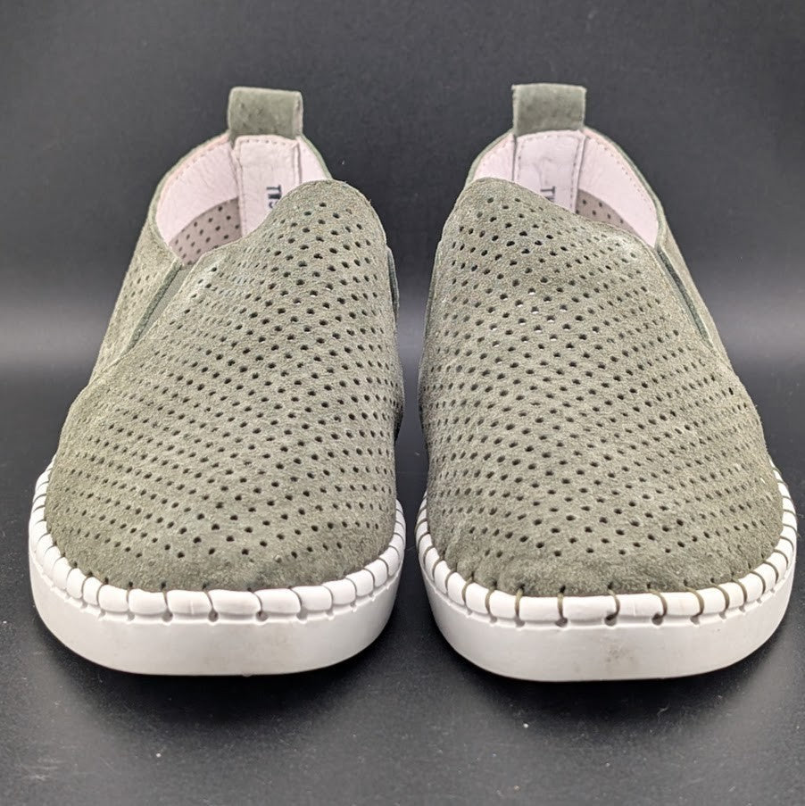 Bernie Mev TW98 Green Leather Twin Gore Slip-Ons  Size EU 37, 39 (US 6.5-7, 8.5) Bernie Mev