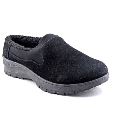 40% OFF ~Duluth Womens Sz 6.5 Mules Black Comfort Walking Shoe Faux Fur Clog Easy Street