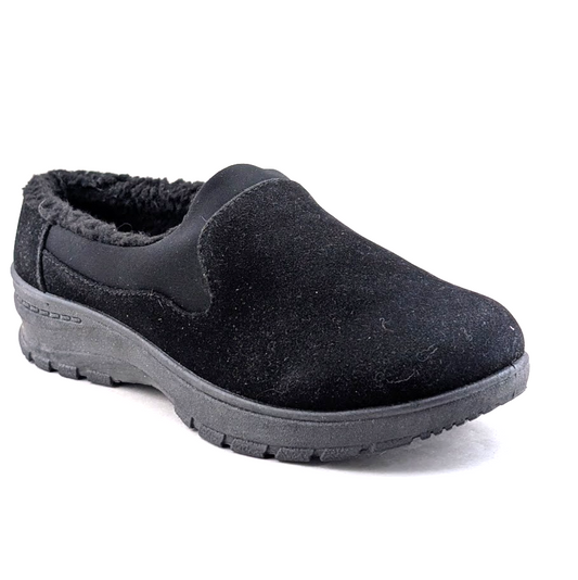 40% OFF ~Duluth Womens Sz 6.5 Mules Black Comfort Walking Shoe Faux Fur Clog Easy Street
