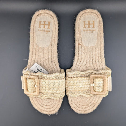 Haute Hippie Nyssa Sandals Espadrille Sole Straw Slide Size 10 Scallop Edge Haute Hippie