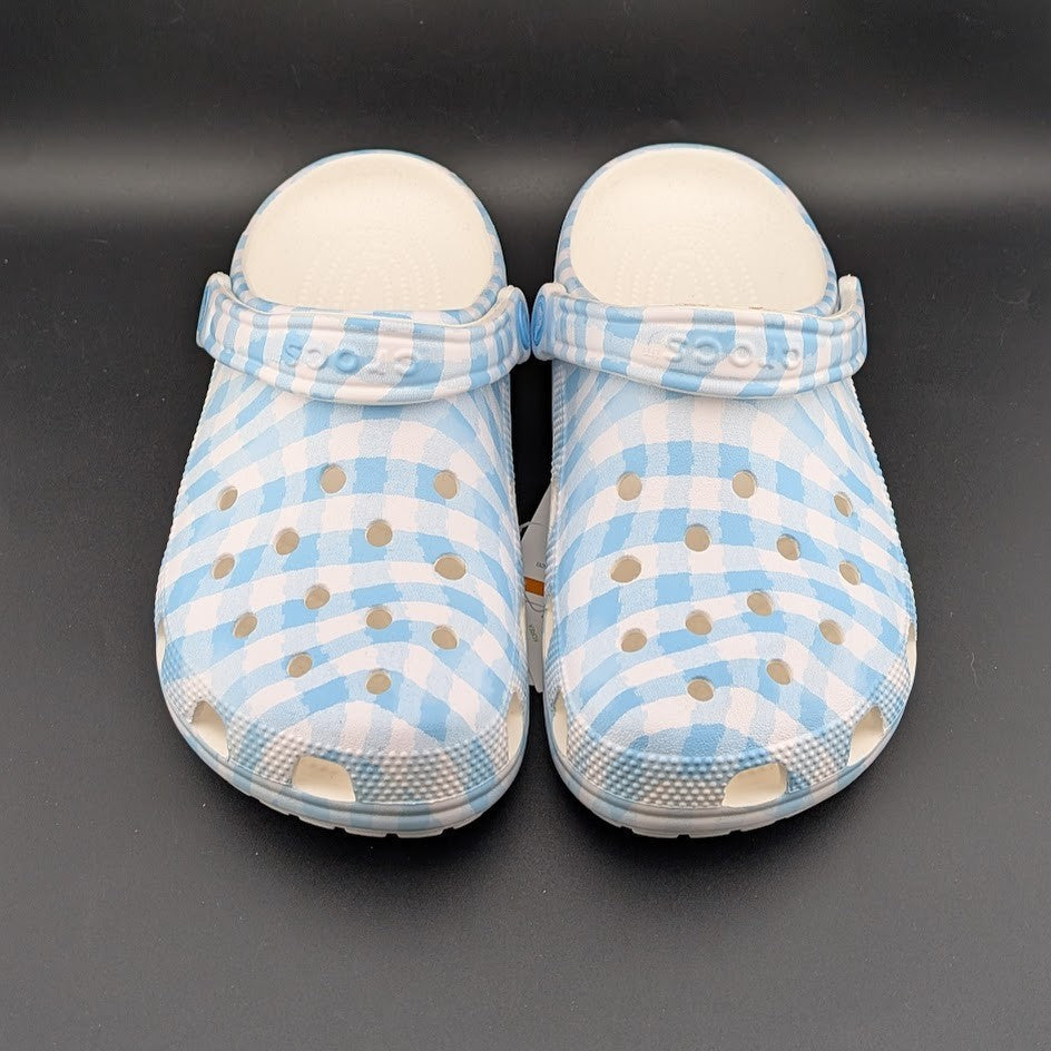 Crocs Classic Clogs Unisex m7 / w9 Blue White Gingham Shoes TLW235 NWT Crocs