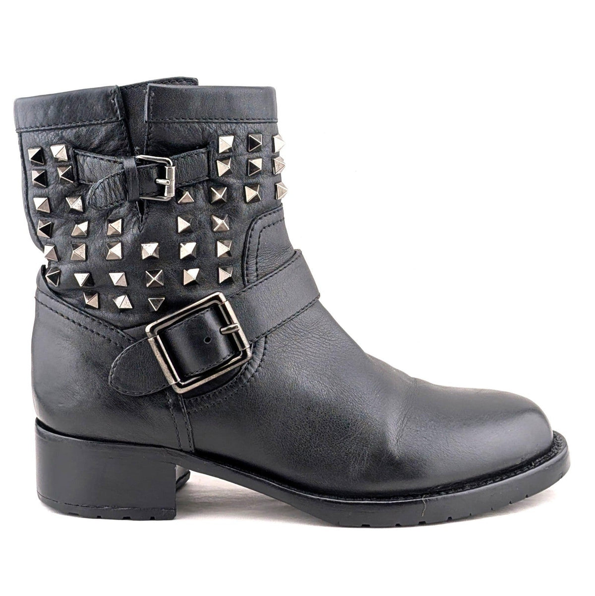 VALENTINO Garavani Calf Skin Rockstud Short Boots~Black Size EU 38.5 - US 8.5 Valentino