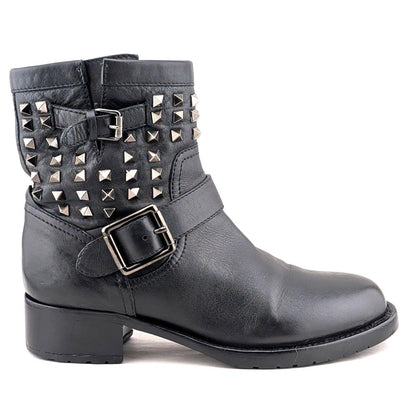 VALENTINO Garavani Calf Skin Rockstud Short Boots~Black Size EU 38.5 - US 8.5 Valentino