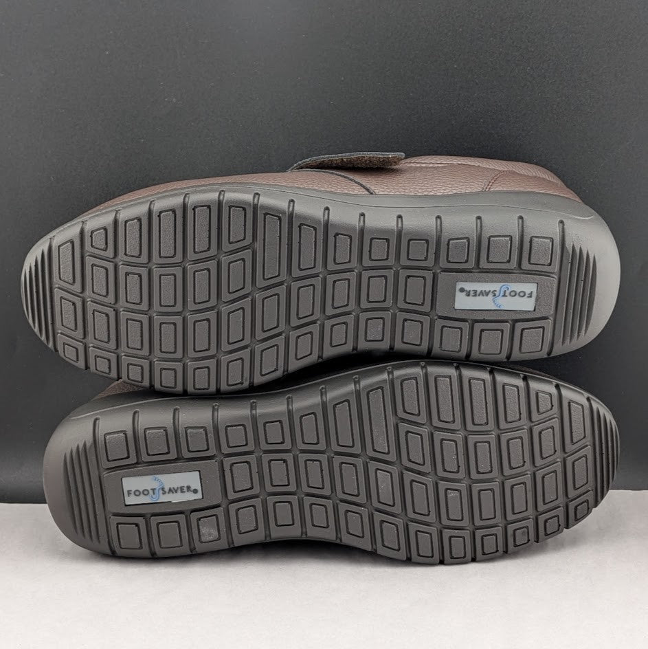 Footsaver by Drew~Poker, Mens Wide Brown Strap Slip-ons Sizes 11W-14W Diabetics Footsaver by Drew