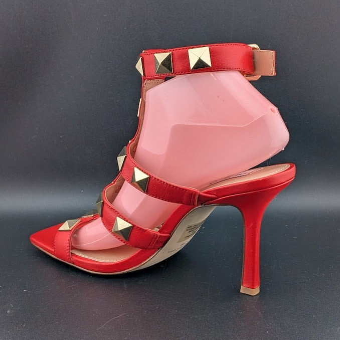 NEW Steve Madden Capri Studded Women's Leather 4" Stiletto Sandals-Red Size 9M Steve Madden