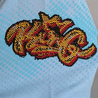 Tolga Kisa Men's Rhinestone Tiger Bomb T-Shirt Size M Lt Blue NWT Made in Turkey Tolga Kisa