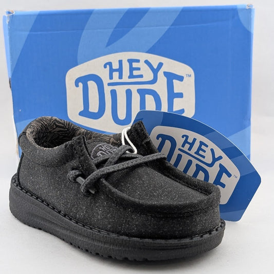Hey Dude Youth Wally Basic Black Casual Kids Shoes Size US 6 Toddler 40655-001 Hey Dude