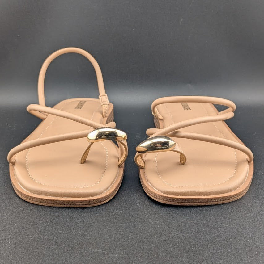 CUSHIONAIRE Venue Women’s 10  Strappy Slide Sandals Gold-Tone Accent Memory Foam CUSHIONAIRE