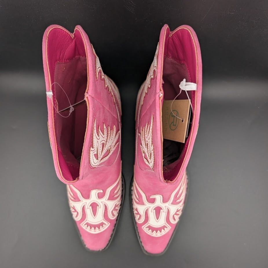 Roper Women's Sz 7 Pink "Amelia" ~ Tooled Inlay Snip Toe Casual Cowboy Booties Roper