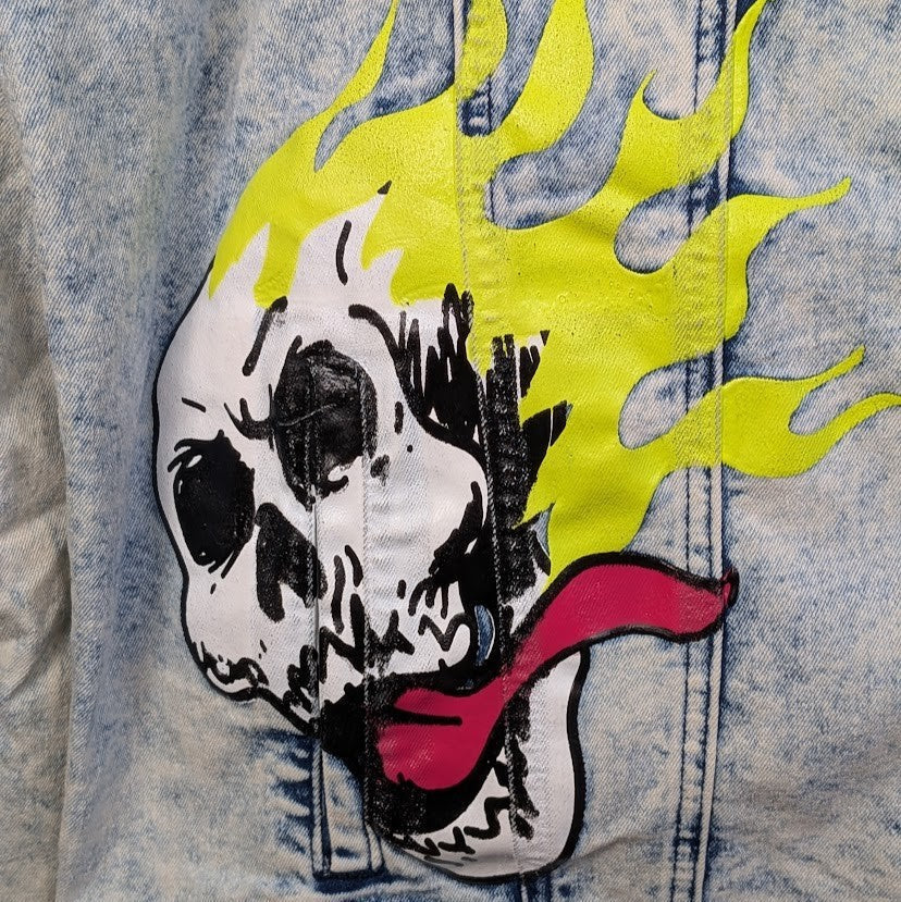 Maison Noir Fashion Denim Hand Painted Skull Jacket Men’s Sz XXL NEW w/ Tags Maison Noir