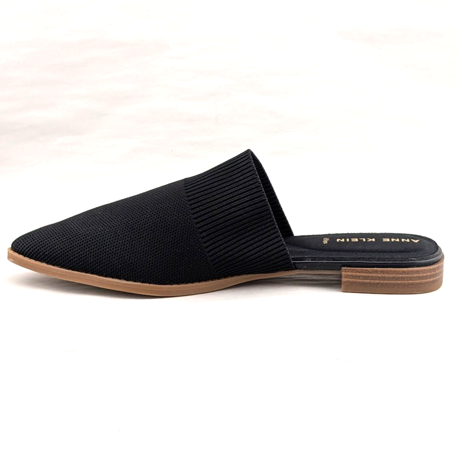 Anne Klein Women's Violet Black Knit Mule Size 9 M Pointed Toe Flat Heel NIB Anne Klein