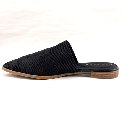 Anne Klein Women's Violet Black Knit Mule Size 9 M Pointed Toe Flat Heel NIB Anne Klein