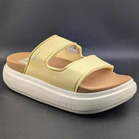 REEF Cushion Bondi 2 Bar Women’s Sizes 6-11 Platform Sandals Yellow Pale Banana Reef