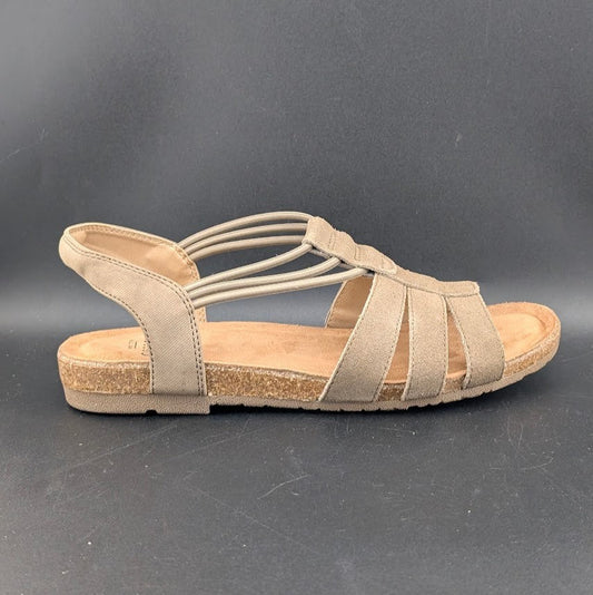 Earth Origins Laney Sandals Womens 7.5 Brown Sedona Sepia Strappy Slingback Flat Earth