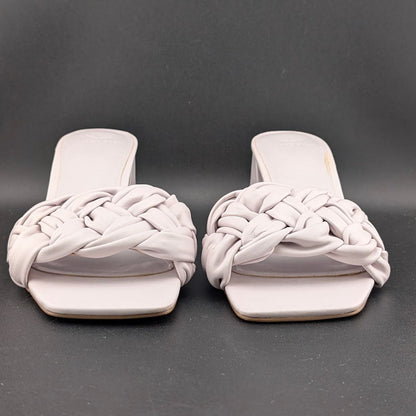 Marc Fisher LTD Size 8  Woven Nude Women Leather Flat Slides Sandals Marc Fisher