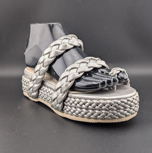 Beach By Matisse Size 7 Braided Silver Rope Voyage Platform Sandals Beach By Matisse