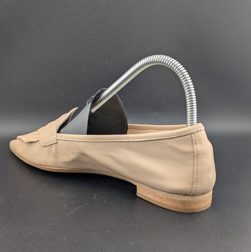 nila & nila Leather Penny Kilt Flat Loafers Nude ~ Size US 5-5.5 EU 36 Nila&Nila
