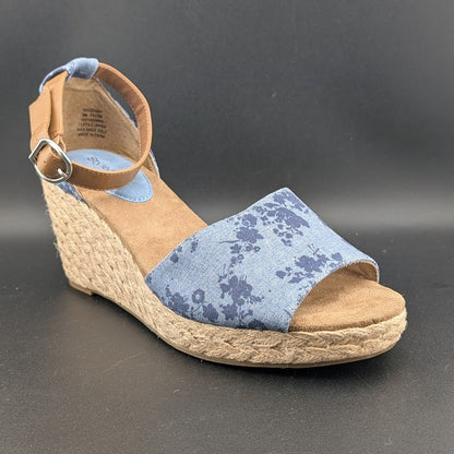 Style & Co. Women's Sz 9 Seleene Faux Denim Open Toe Wedge Sandals Blue Print Style&co.