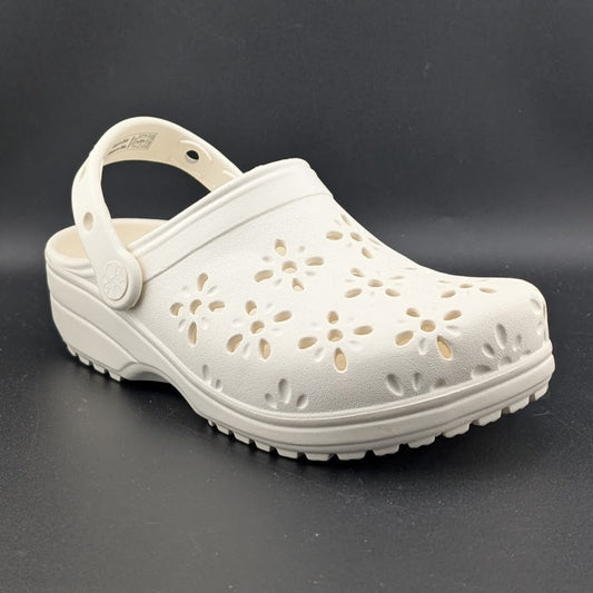 Crocs Big Kids 3Y / Women's 5 Chalk Classic Floral Cut Clogs NWT Crocs
