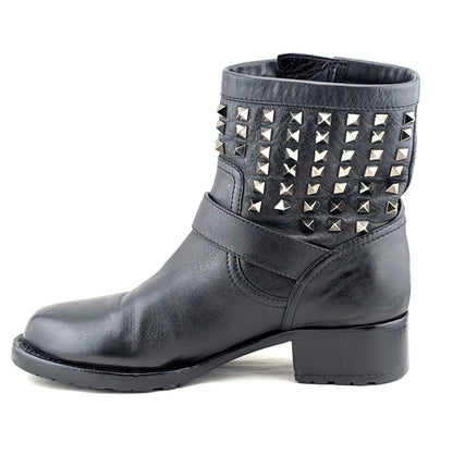 VALENTINO Garavani Calf Skin Rockstud Short Boots~Black Size EU 38.5 - US 8.5 Valentino