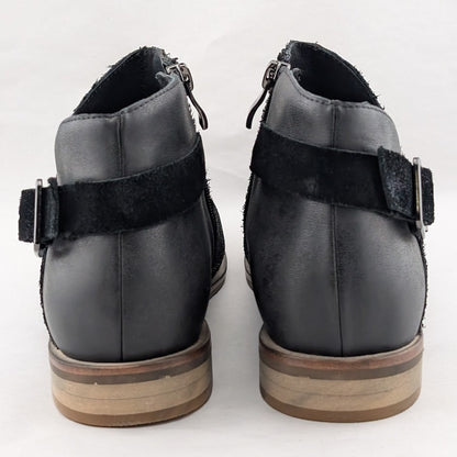Antelope Laran Leather Buckled Ankle Boots US 8-8.5 EU 39 Black Combo Antelope