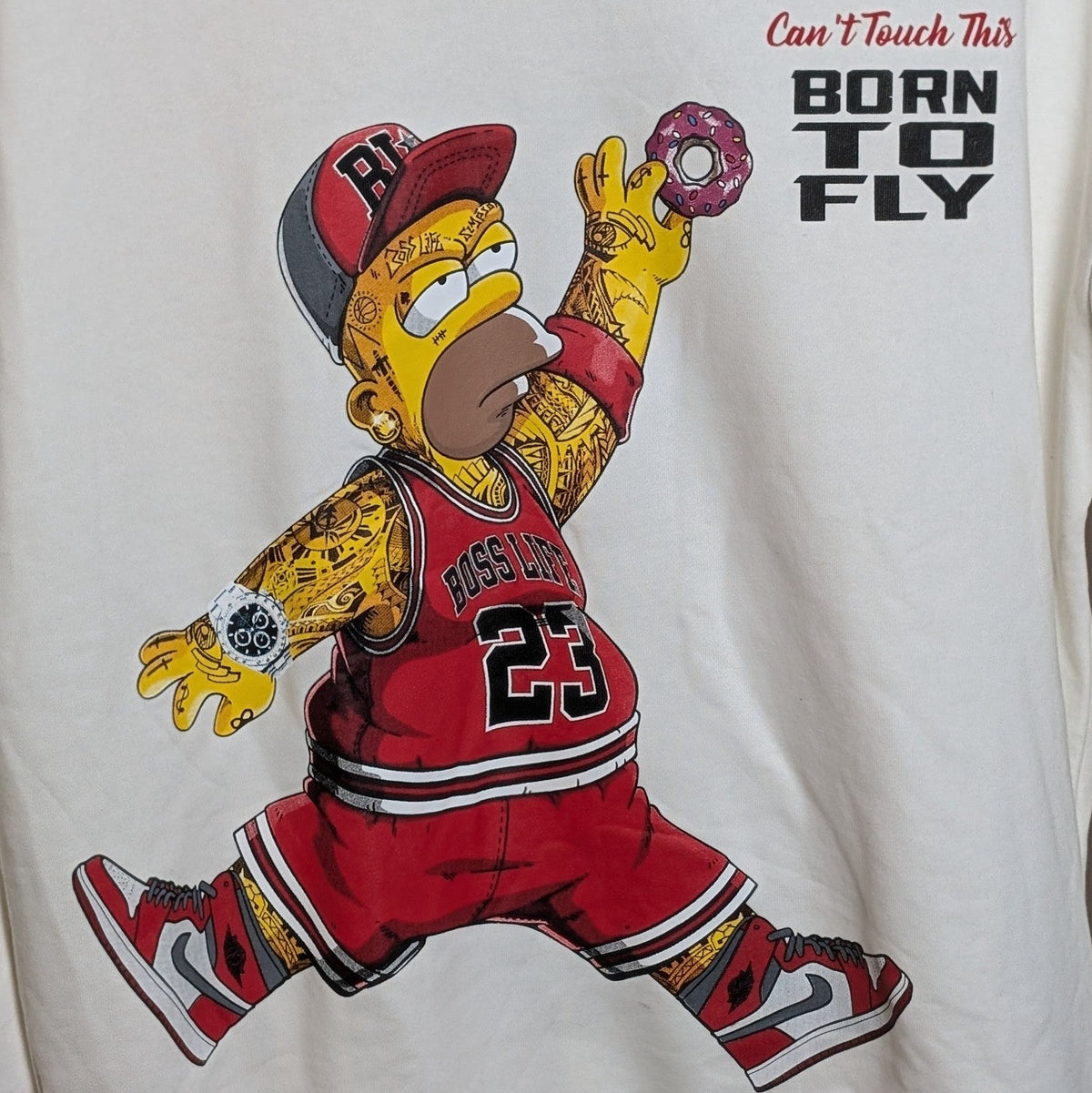Lightweight Crewneck Sweatshirt Sz XL Homer Simpson Boss Life ~ Born To Fly Unknown