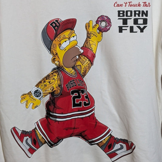 Lightweight Crewneck Sweatshirt Sz XL Homer Simpson Boss Life ~ Born To Fly Unknown