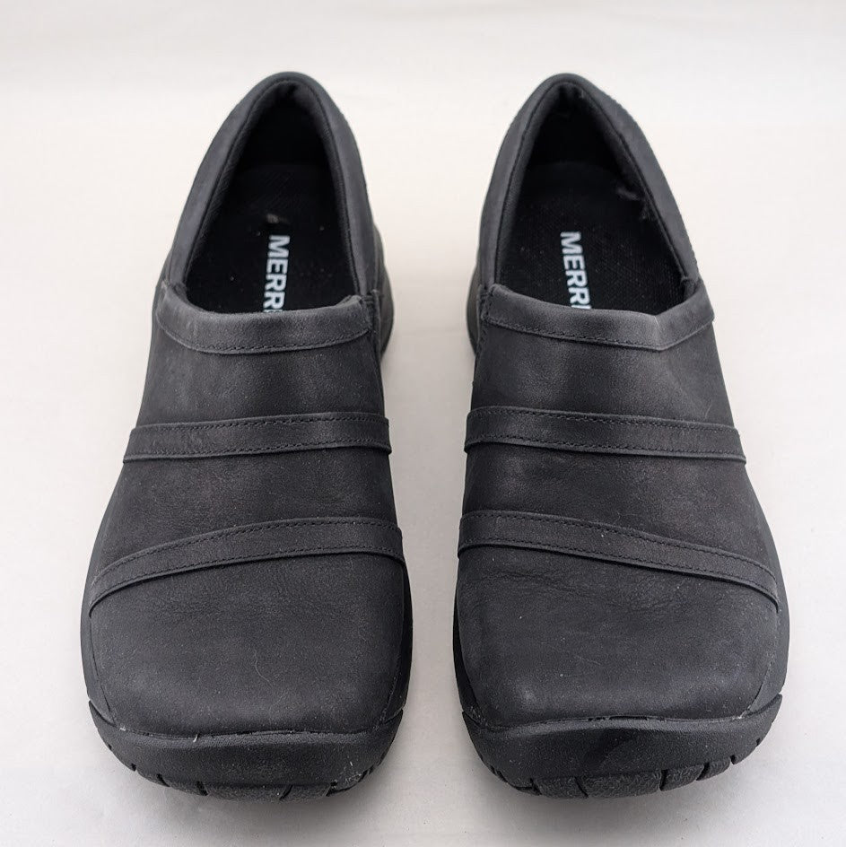 Merrell Encore Nova Black Leather Clogs Women’s 7.5  Slip-On Comfort Shoes Merrell
