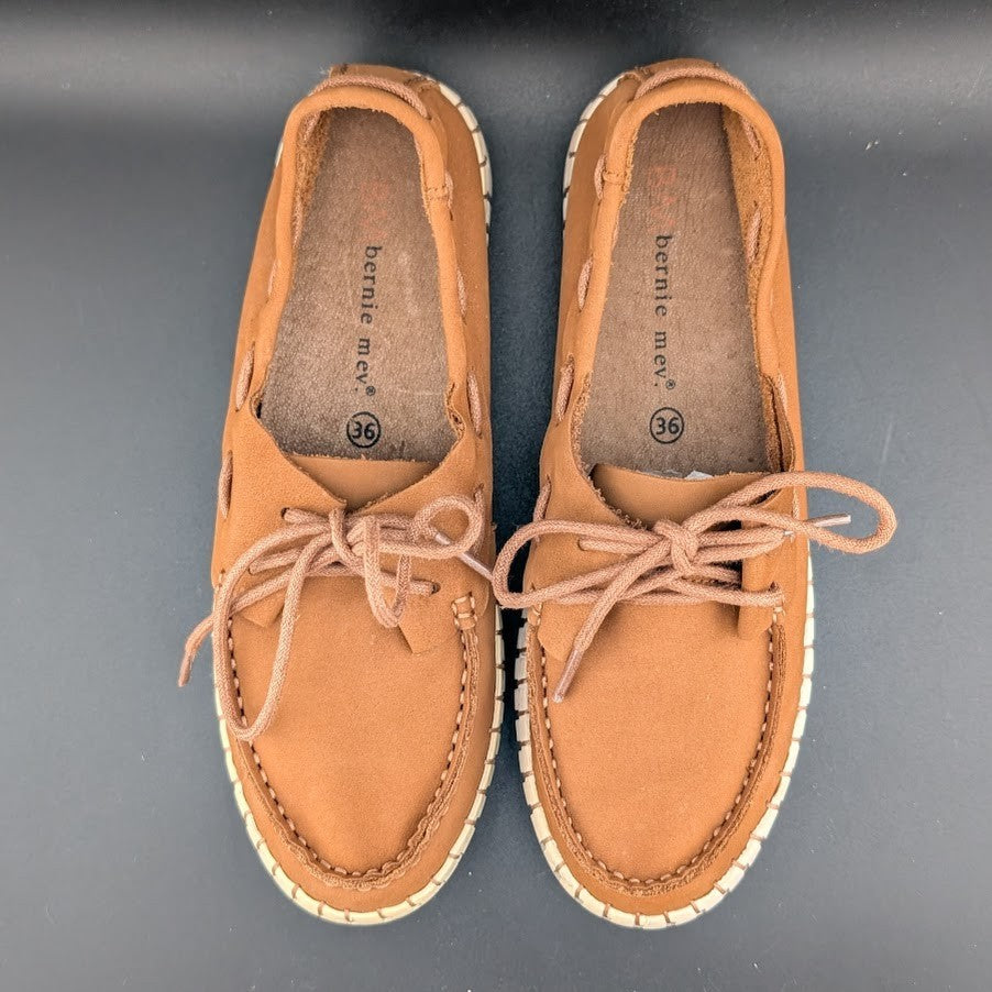 Bernie Mev TW41 Leather Lace Up Comfort Boat Shoe Brown 36 or 37 (5.5-6, 6.5-7) Bernie Mev